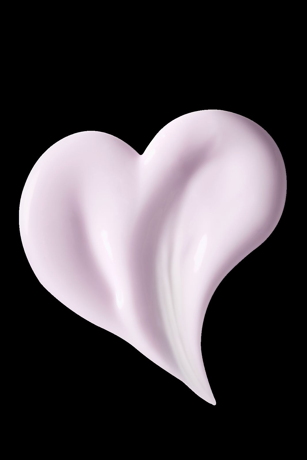 ELT COSMETIC · V-PDRN 크림 — 제형만을 하트 모양으로 짜낸 텍스처 클로즈업 (누끼 이미지)