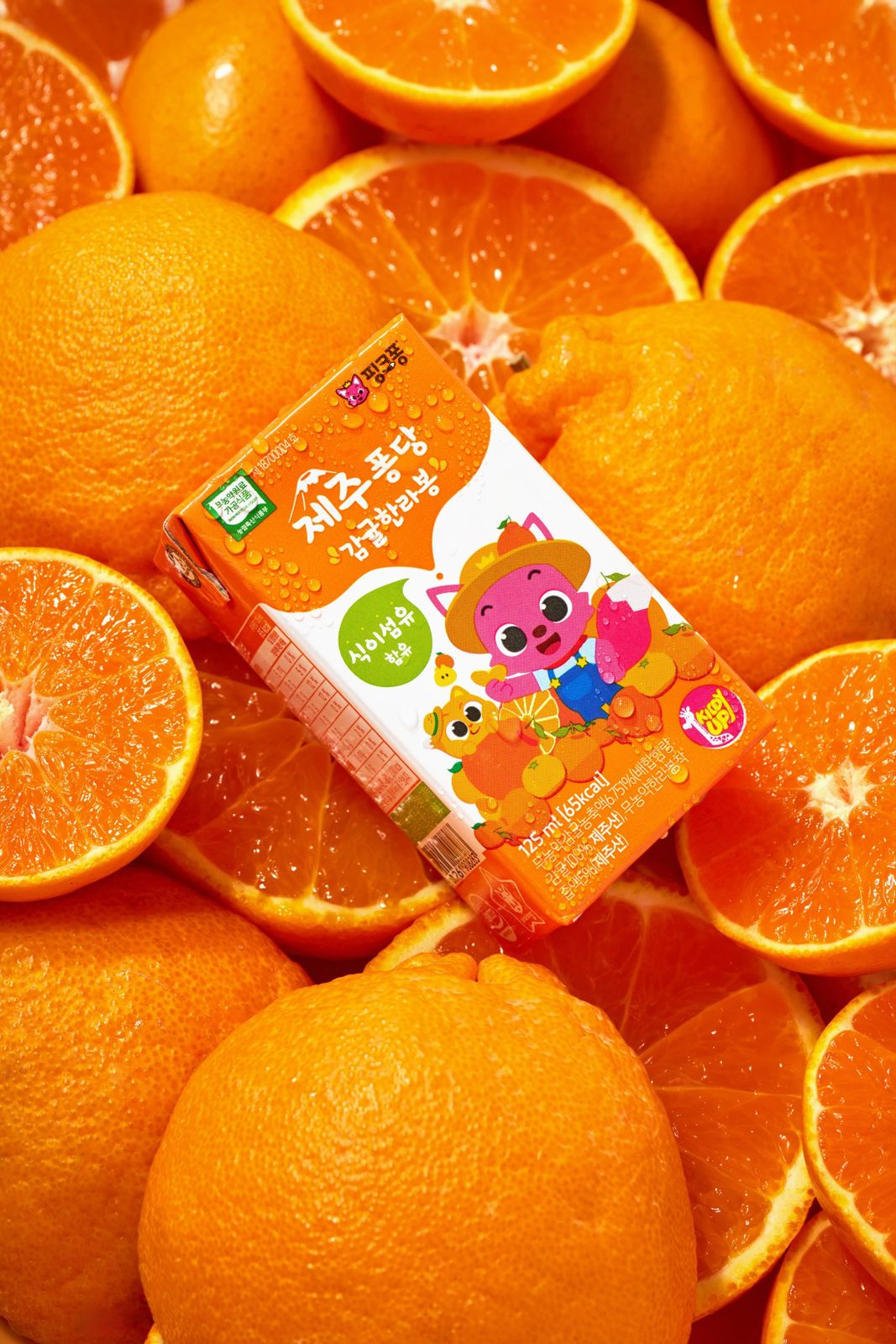 Jeju Pongdang · Tangerines Hallabong — 동일 컨셉의 다른 구도 컷, 감귤 슬라이스 배경