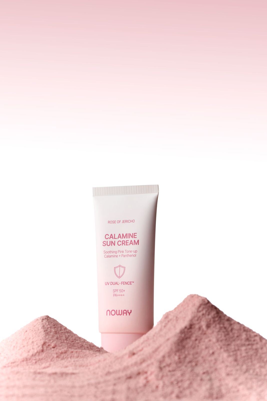 NOWAY · 칼라민 진정 핑크 톤업 선크림 제품 촬영 컷