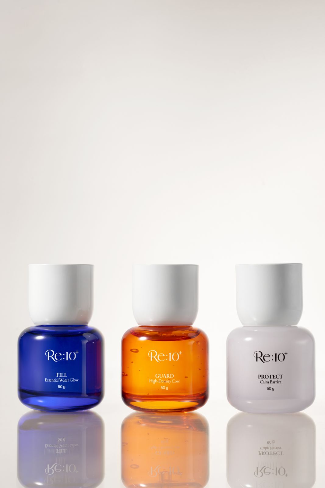 RETENPLUS · 제품촬영 — FILL·GUARD·PROTECT 3종 그룹컷