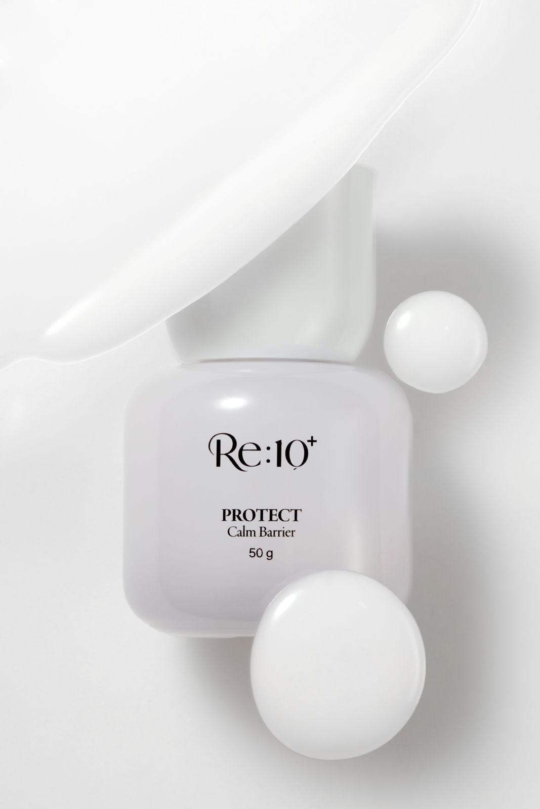 RETENPLUS · 제품촬영 — PROTECT 병+텍스처 스와치 연출컷