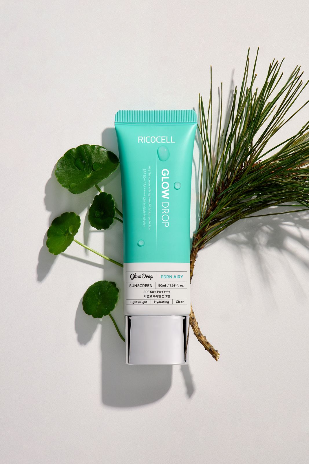 RICOCELL · PDRN 선크림 — 식물 성분 연출컷