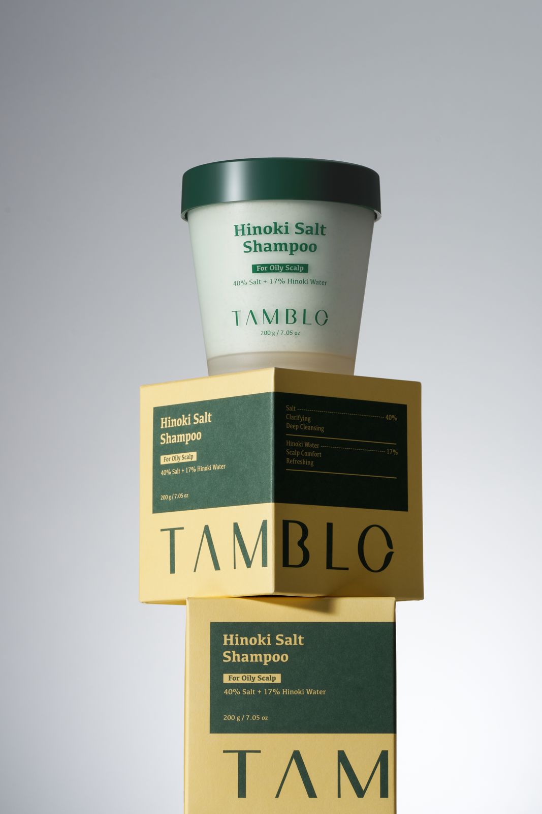 TAMBLO · 히노키 솔트 샴푸 제품 촬영 컷