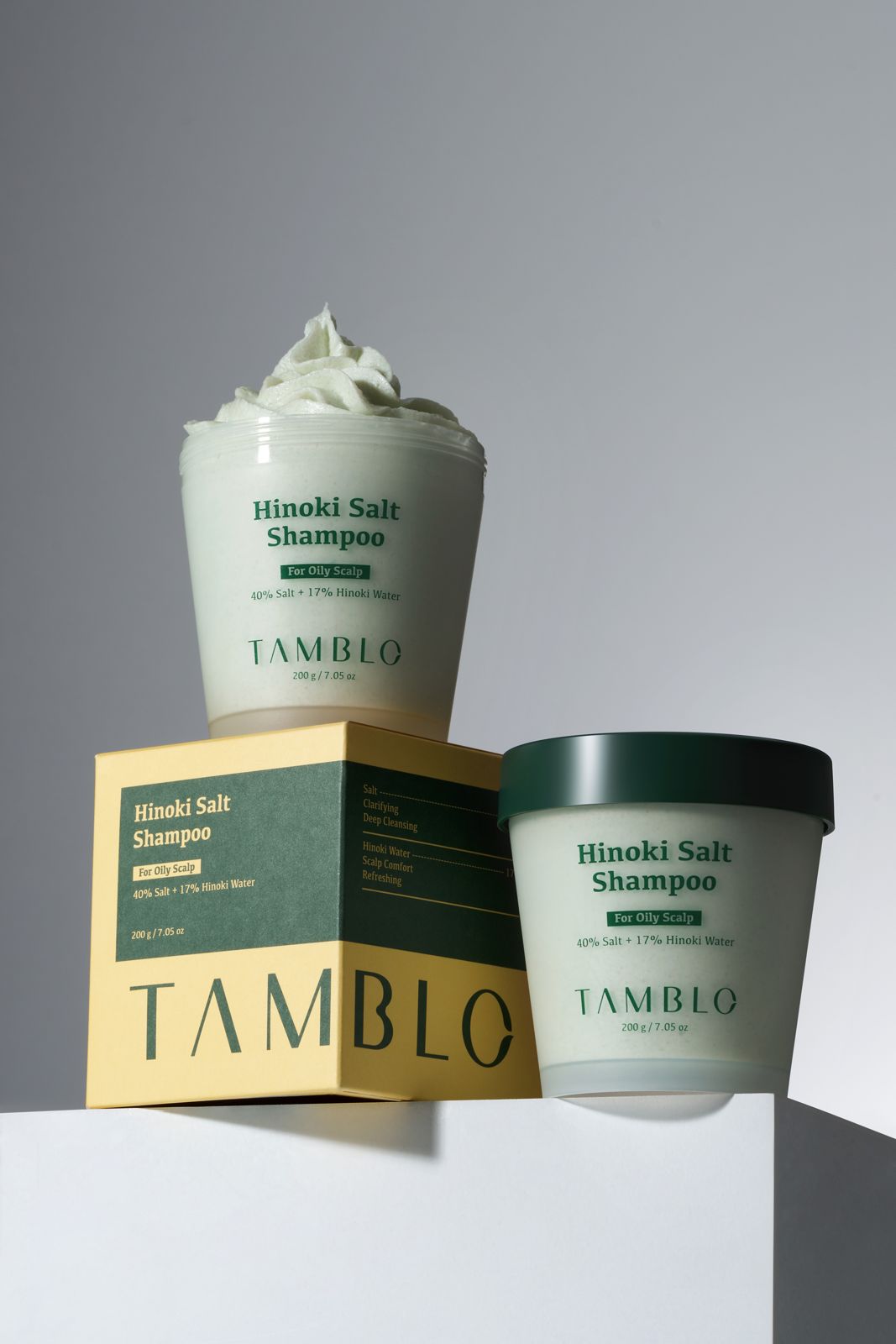 TAMBLO · 히노키 솔트 샴푸 제품 촬영 컷