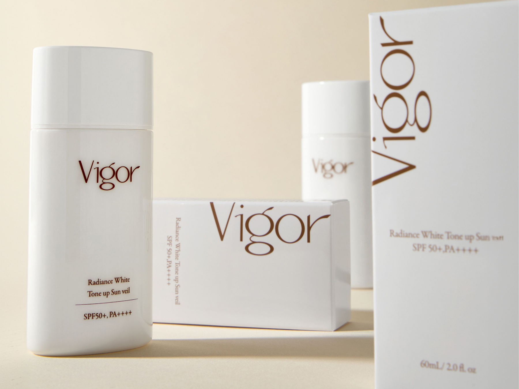 VIGOR 래디언스 화이트 톤업 선베일 패키지 디자인